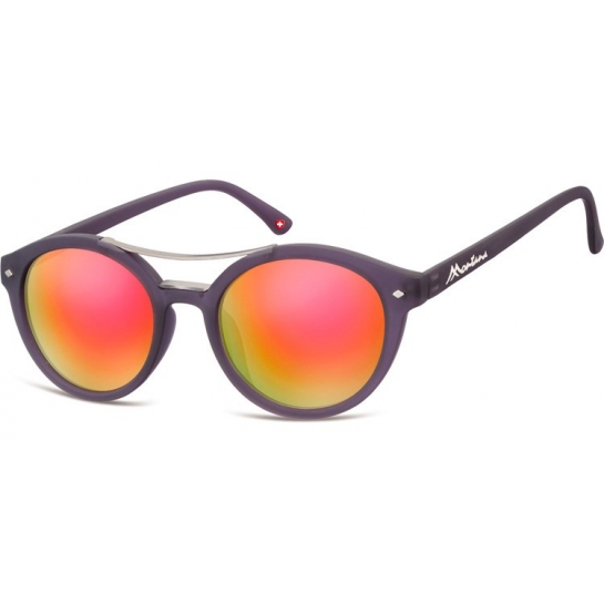 Okulary okrągłe fioletowe lenonki lustrzane MS21G